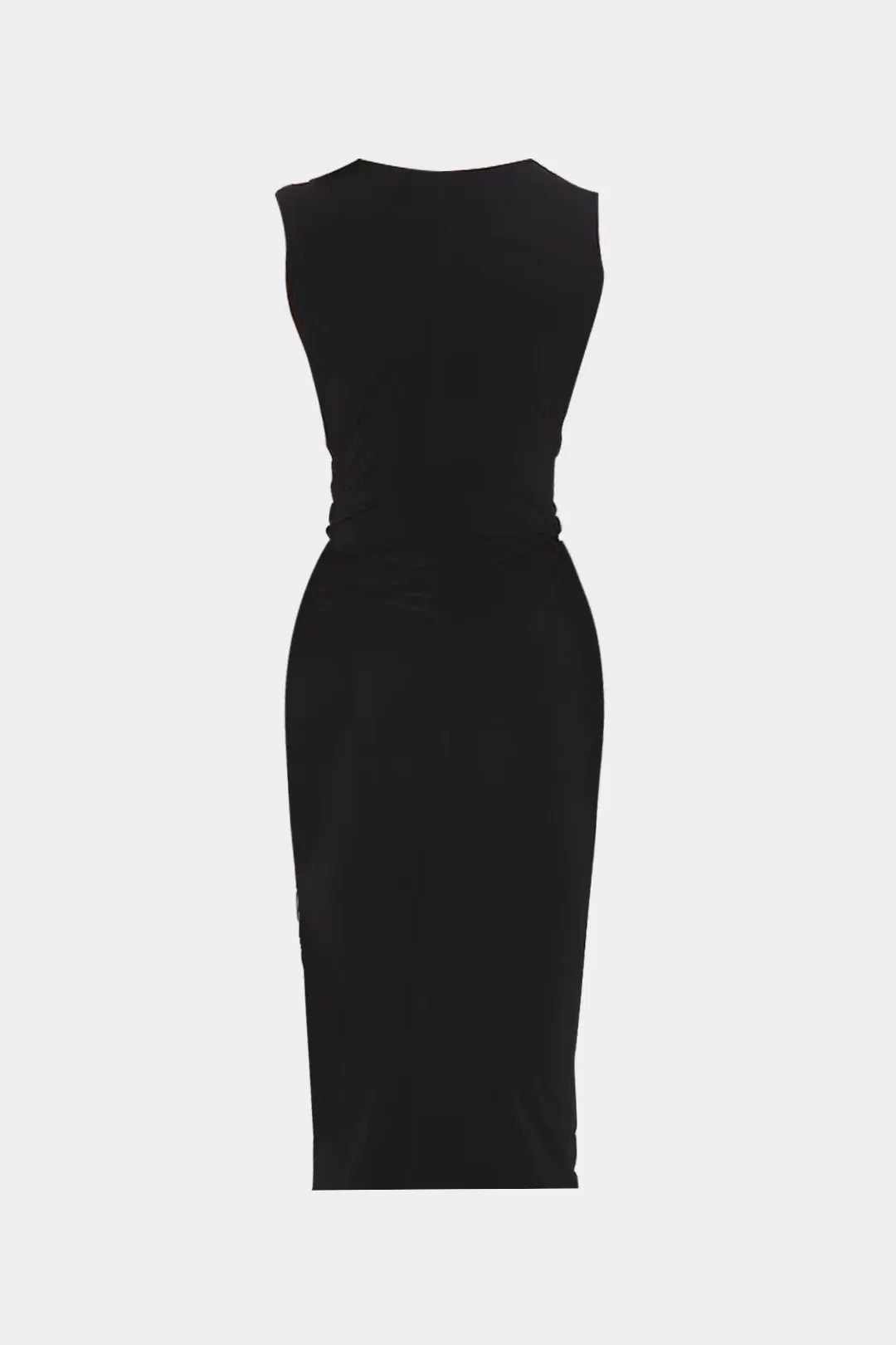 Ruched V-Neck Slit Asymmetrical Sleeveless Midi Dress sold by Micas product image thumbnail 2