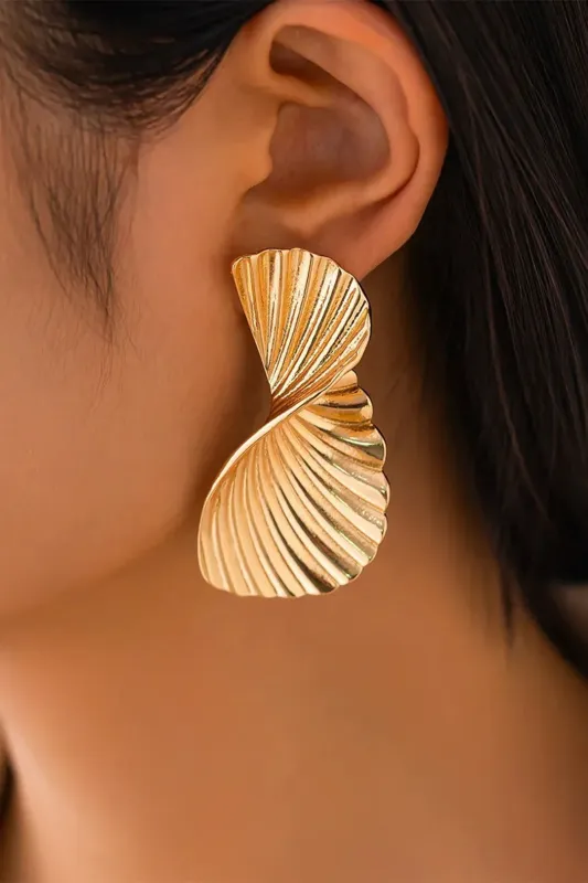 Metal Geometric Irregular Ruffle Earring sold by Micas