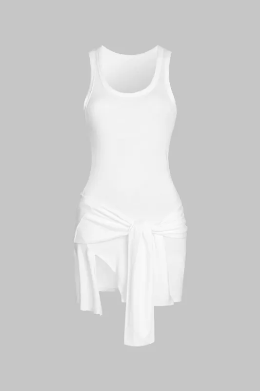 Tie Front Asymmetrical Sleeveless Mini Dress sold by Micas