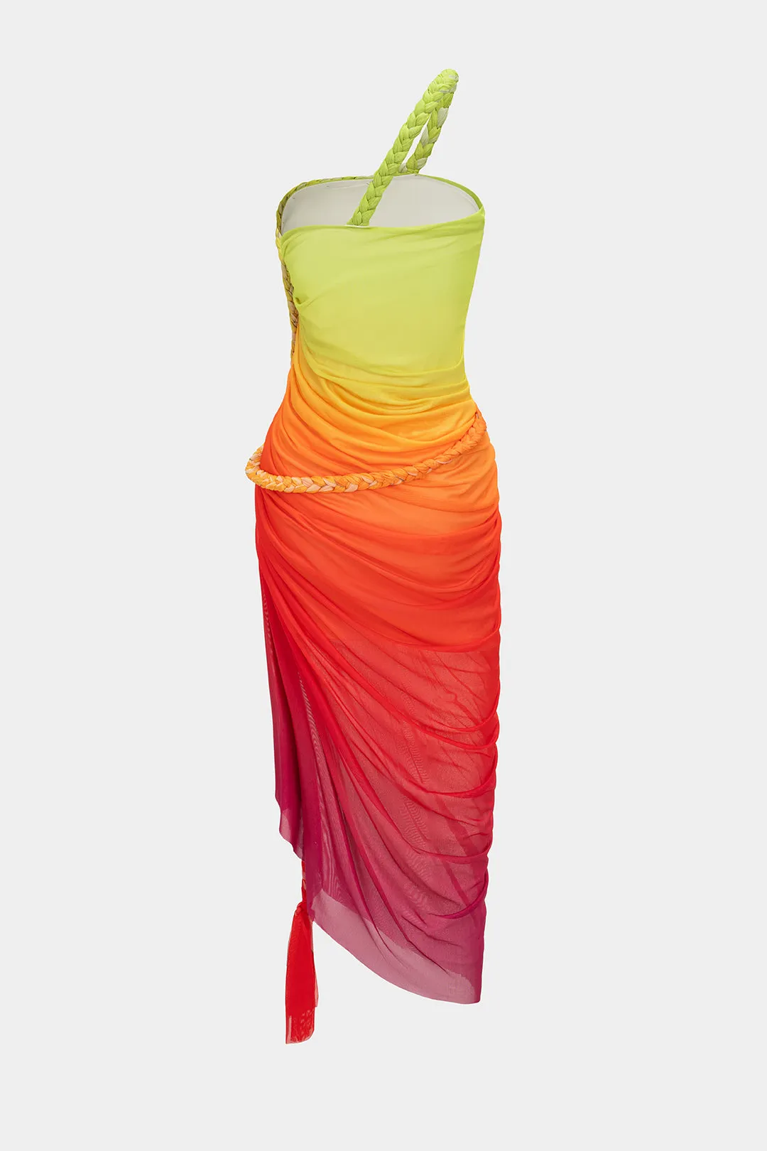 Ombre Print Mesh Braided Slit Sleeveless Midi Dress sold by Micas product image thumbnail 2