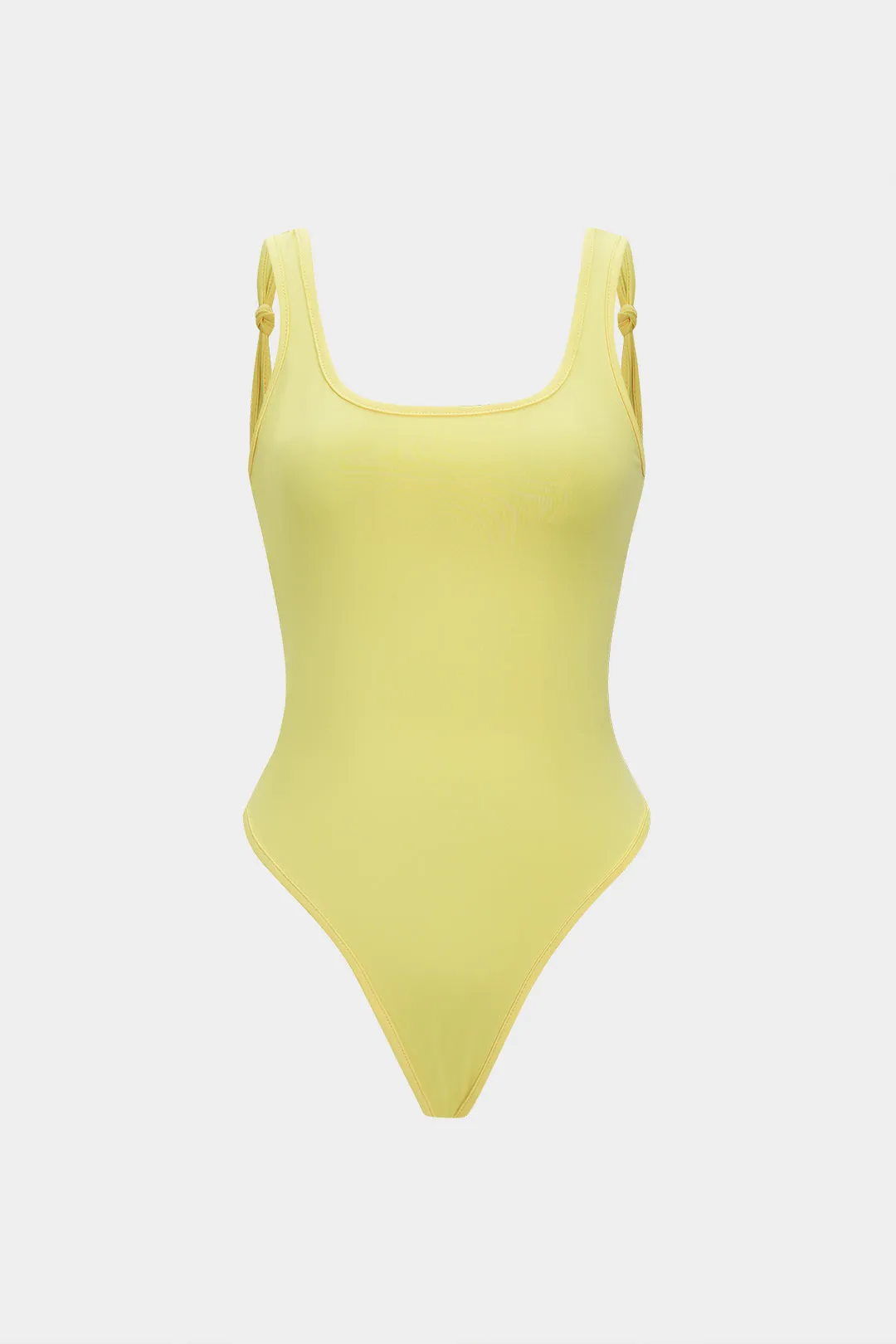 Knotted Solid Sleeveless Bodysuit sold by Micas