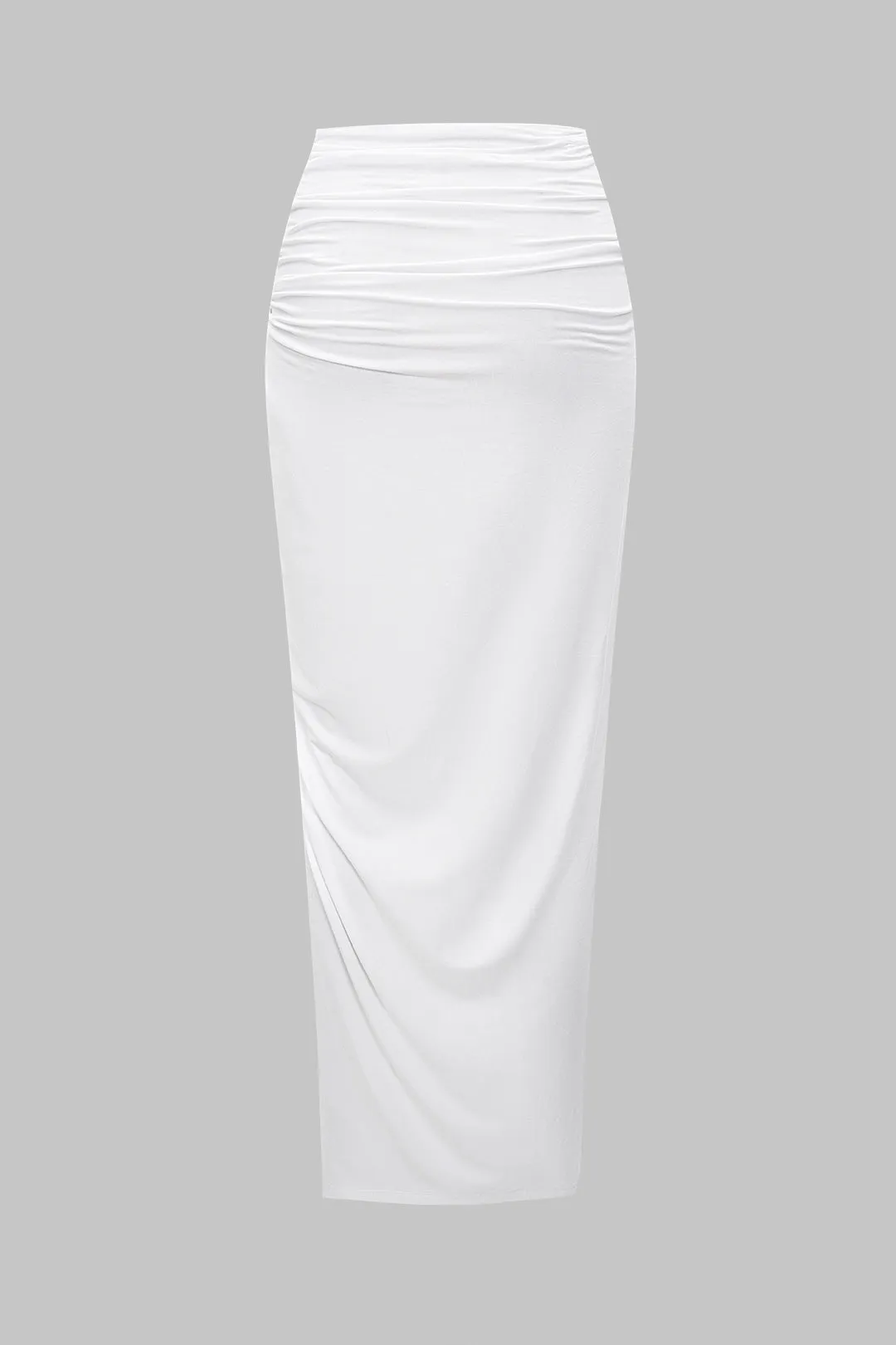 Asymmetrical Ruched Chain Side Slit Skirt sold by Micas product image thumbnail 2