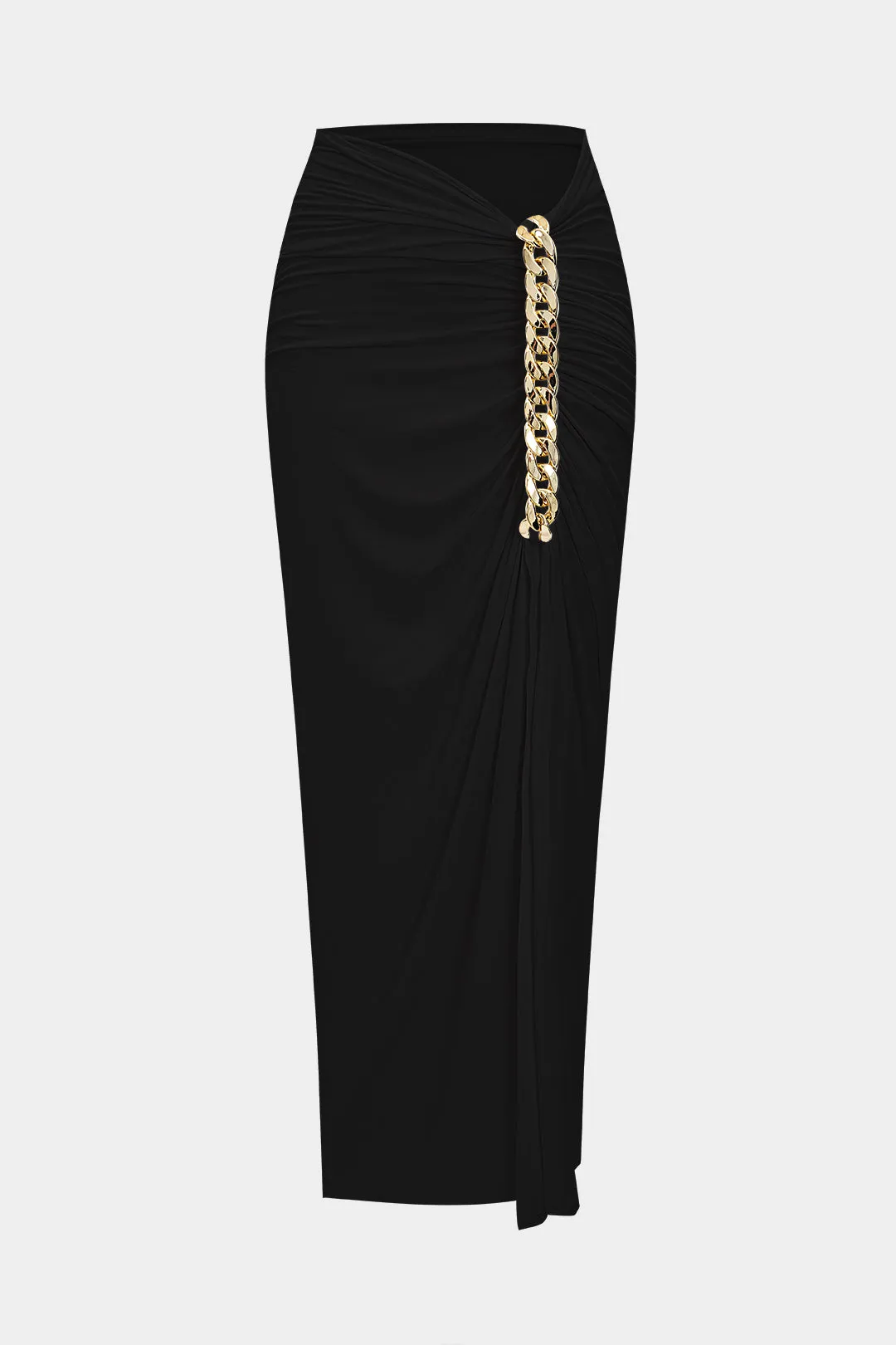 Asymmetrical Ruched Chain Side Slit Skirt sold by Micas product image thumbnail 5
