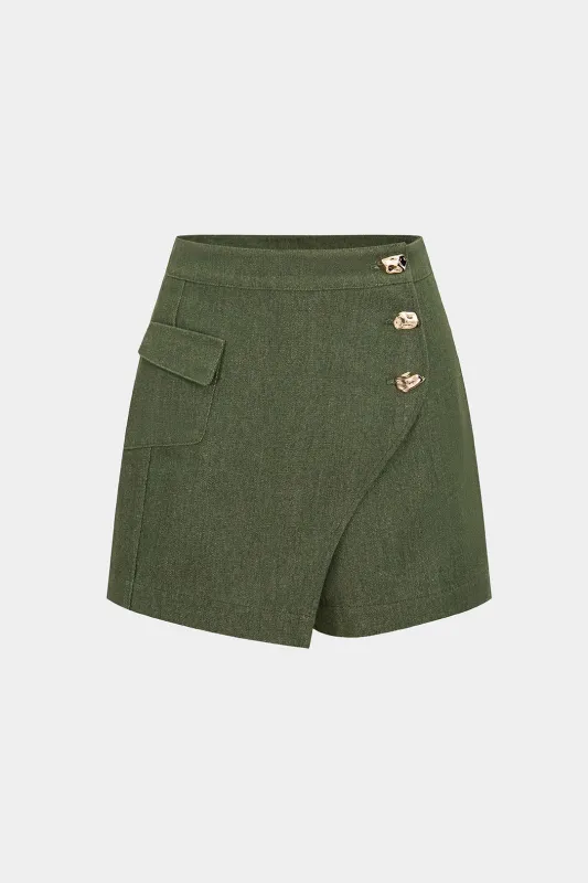 Metallic Asymmetrical Shorts sold by Micas