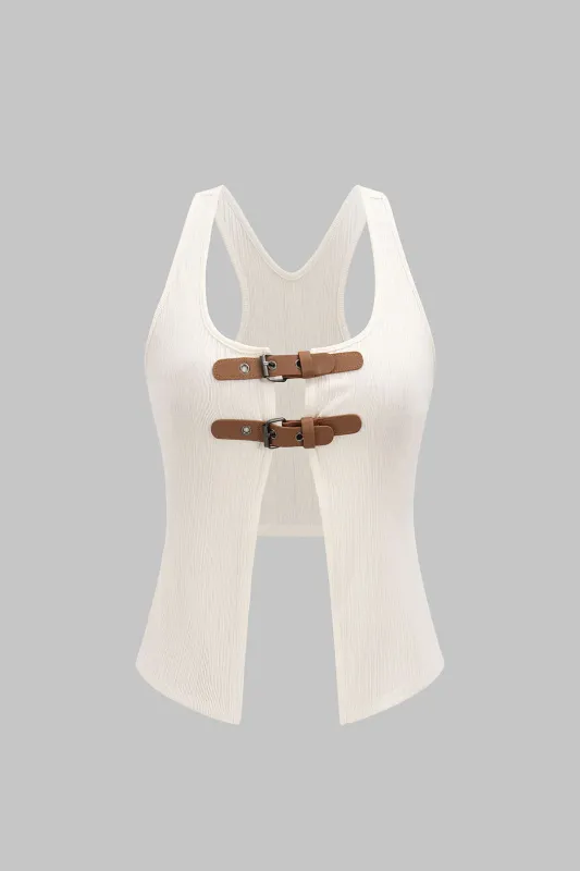 Linned metallisk indretning udskåret tank top sold by Micas