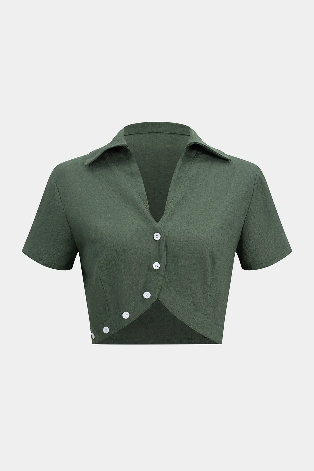 Linned V-hals knap kortærmet shirt sold by Micas product image thumbnail 5