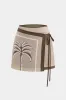 Coconut Palm Print Linned Asymmetrical Tie-Up nederdel sold by Micas