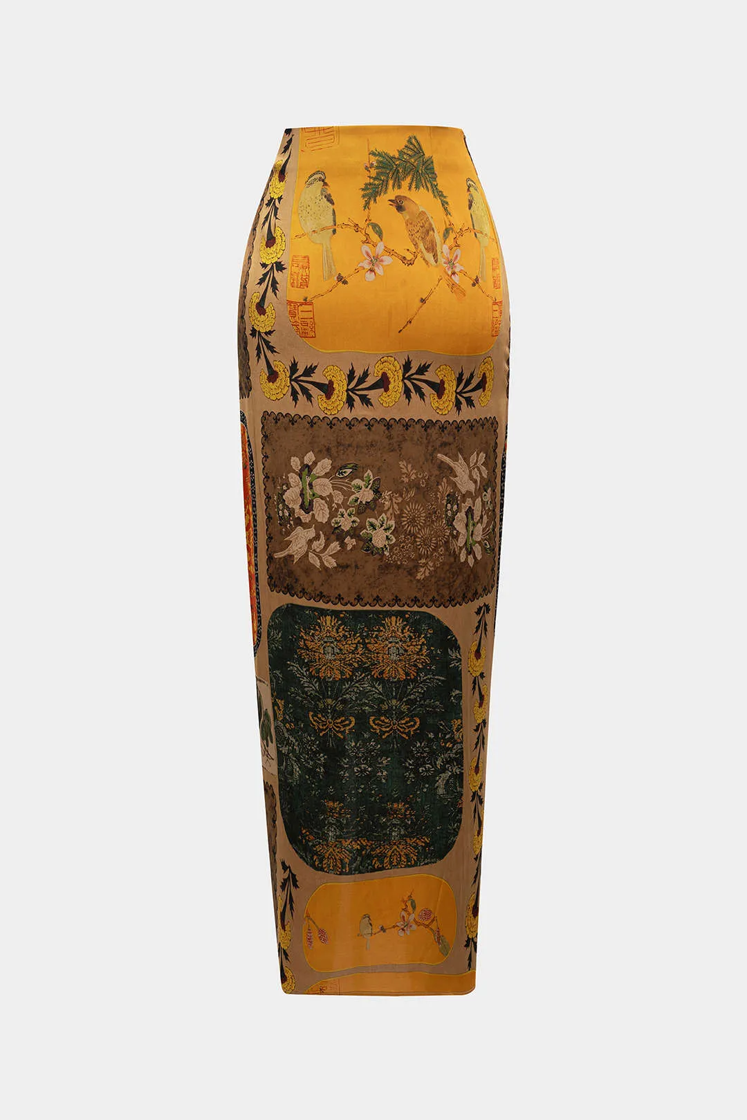 Retro print satin slips front nederdel sold by Micas product image thumbnail 2