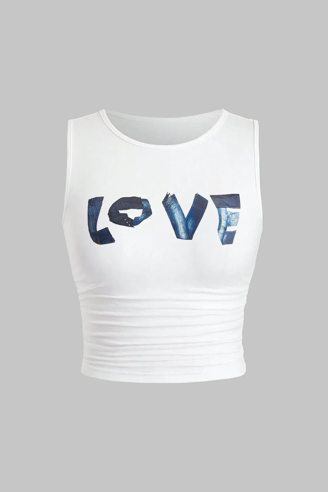 Plus størrelse brevprint ruched tank top sold by Micas