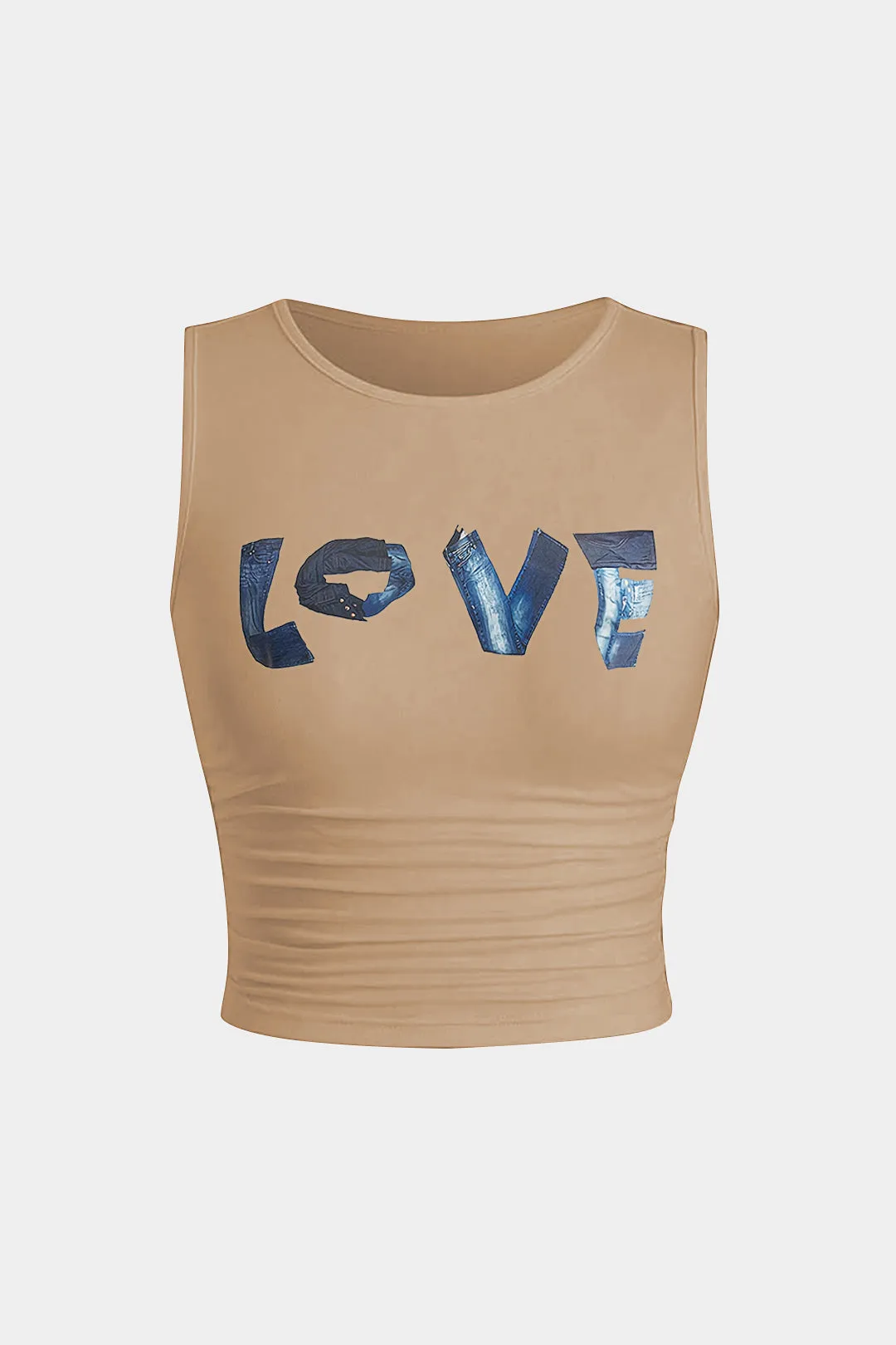 Plus størrelse brevprint ruched tank top sold by Micas product image thumbnail 5