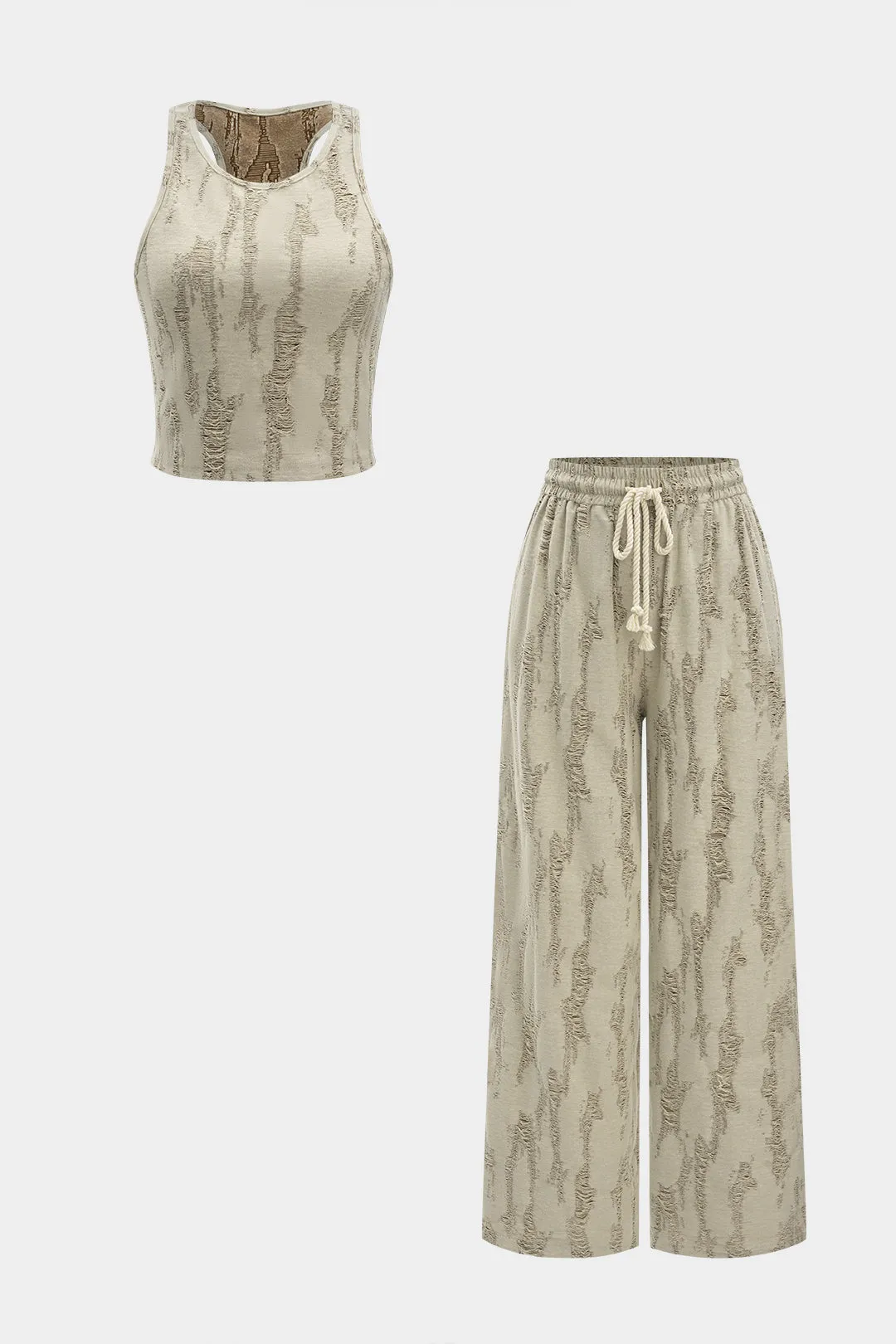 Rippet ærmeløs tank top og udture høje talje bukser sold by Micas