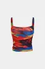 Mesh Abstract Print Ruched Slip Cami Top sold by Micas