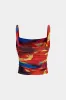 Mesh Abstract Print Ruched Slip Cami Top sold by Micas