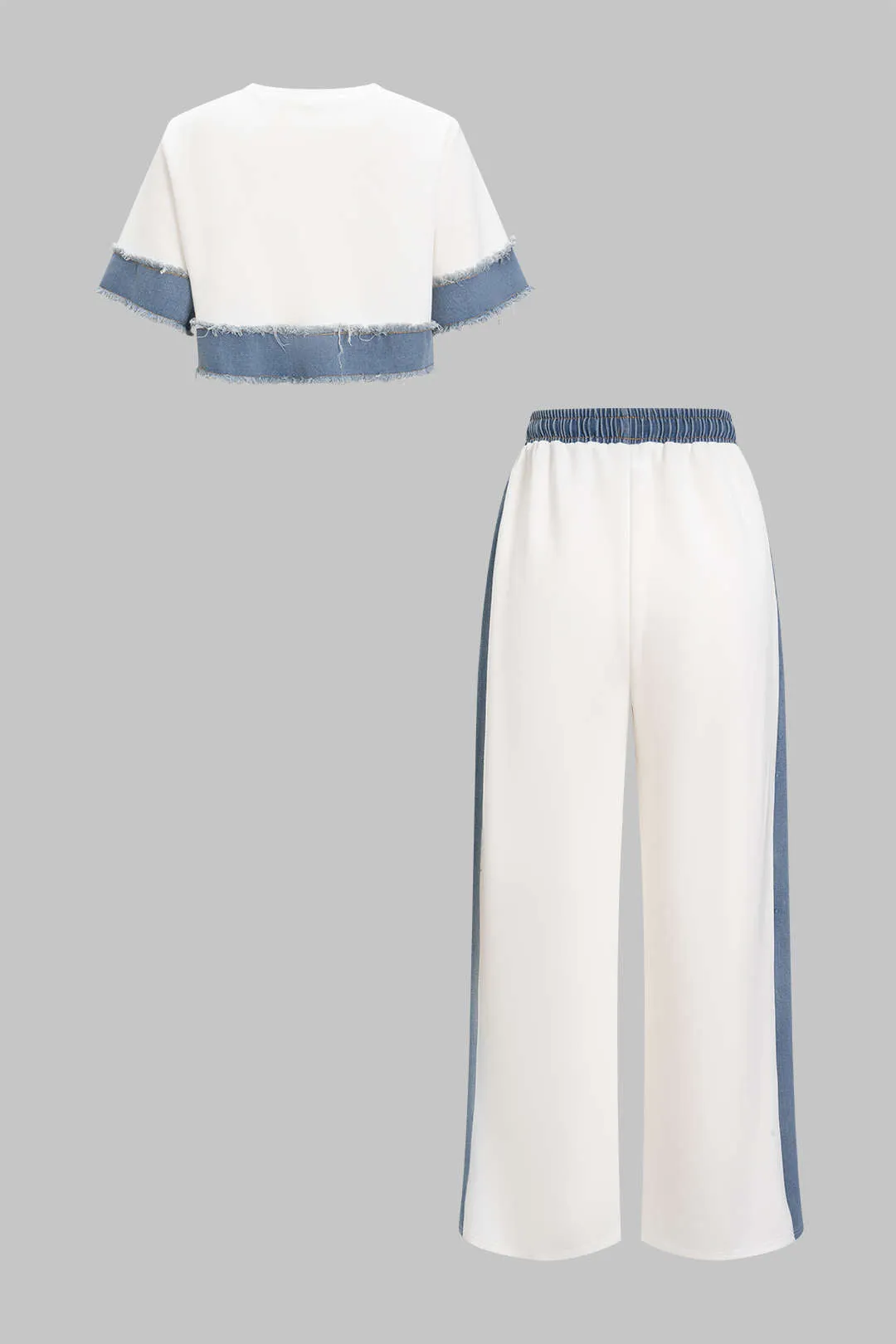 Patchwork brev print flossede tank top og binde-front bukser sæt sold by Micas product image thumbnail 2