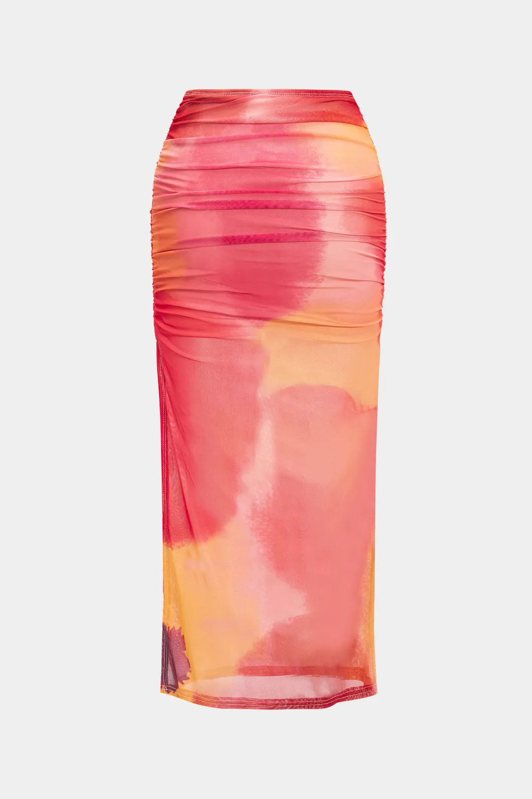 Mesh Tie Dye Print Ruched Slit nederdel sold by Micas product image thumbnail 2