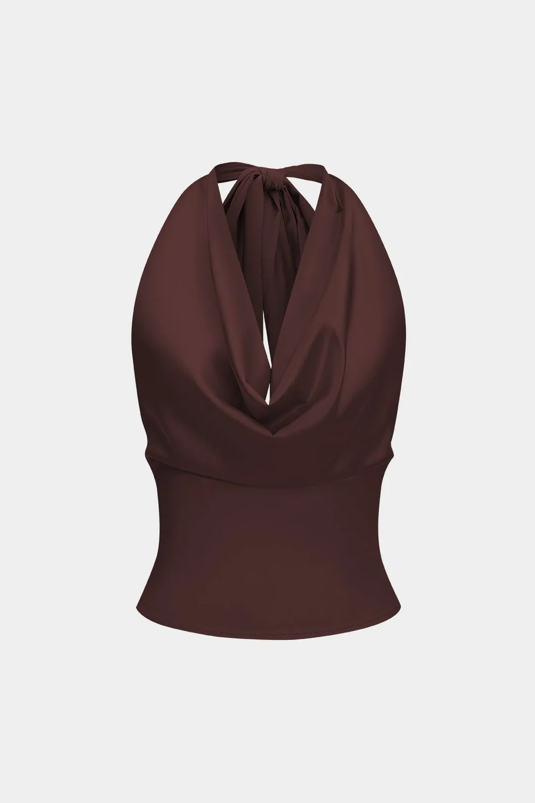 Satin Halter Neck Tie-Up Backless Cowl Neck Tank Top sold by Micas product image thumbnail 5
