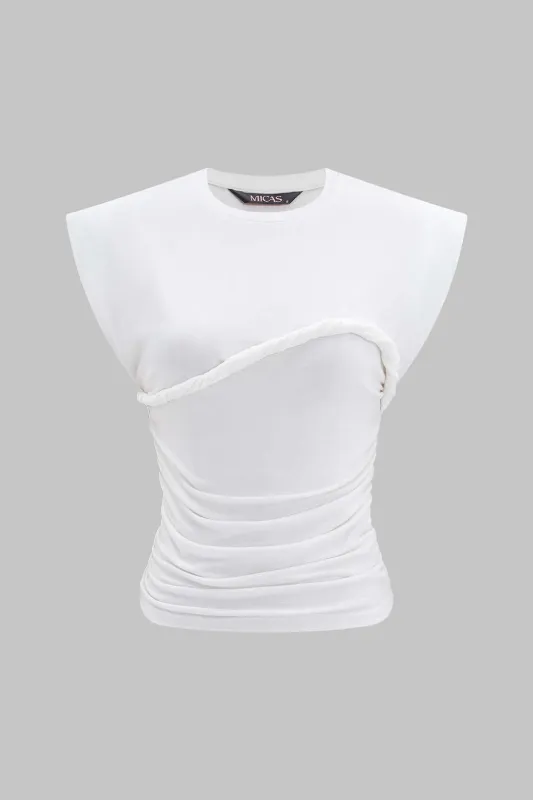 Solid Twist Round Neck T-shirt sold by Micas