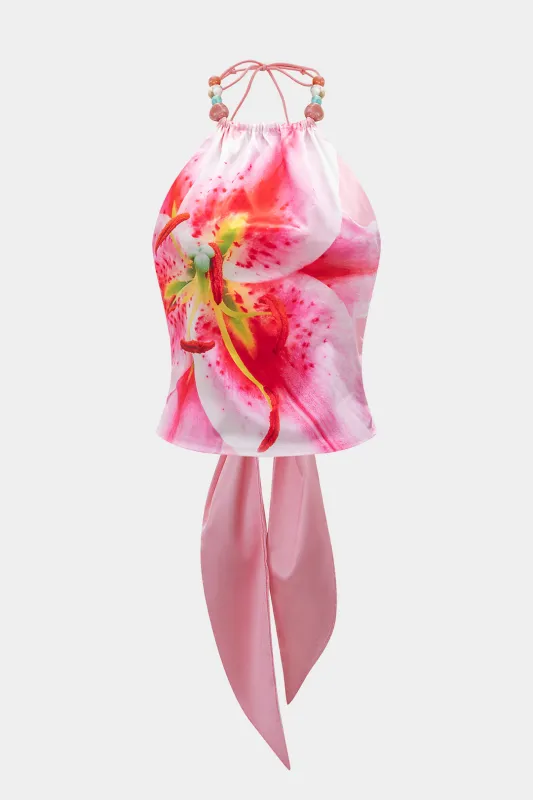 Blomsterprint Satin Tie Backless Cami Top sold by Micas