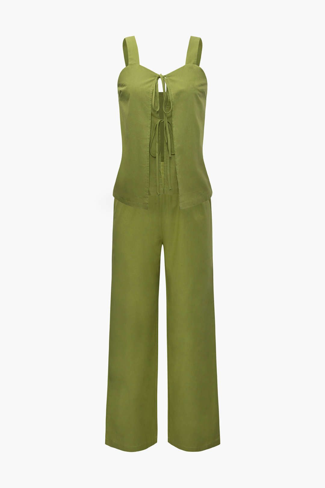 Tie Front Cami Top And Straight Leg Pants sold by Micas
