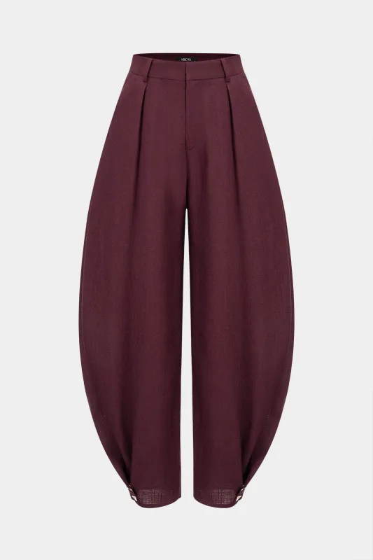Linen Solid Barrel Trousers sold by Micas