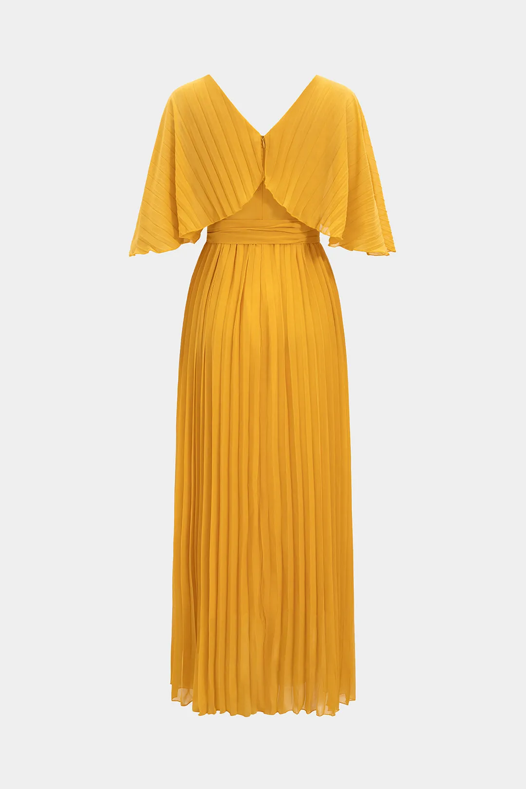 Chiffon Tie Front V-Neck Batwing Pleated Belted Short Sleeve Maxi Dress sold by Micas product image thumbnail 2