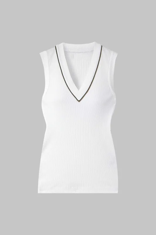 V-Neck Contrast Tank Top sold by Micas