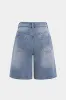 Denim Ripped Straight Leg Jorts sold by Micas
