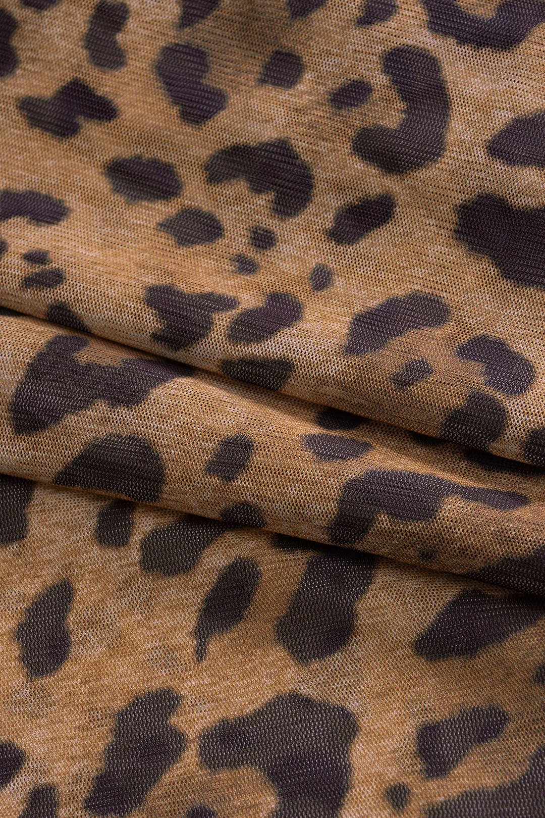 Leopard Print Mesh Cropped Tie-Back Tube Top And Skirt Set sold by Micas product image thumbnail 3