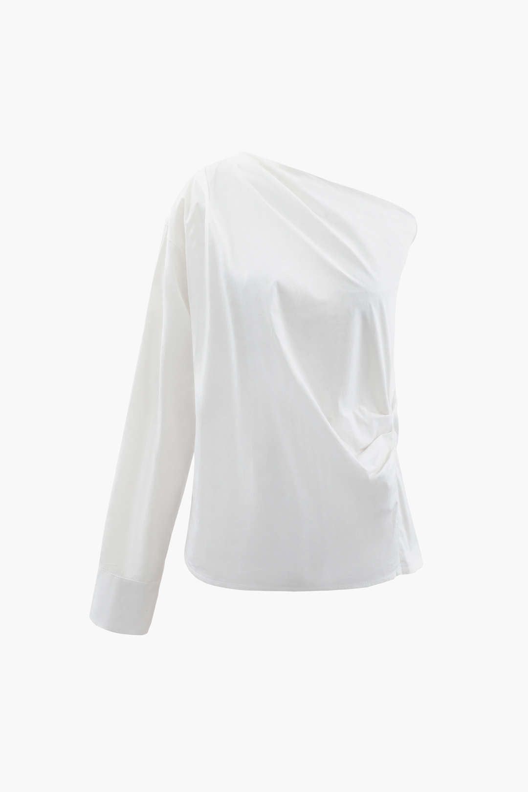 Asymmetric Shoulder Pleated Blouse sold by Micas