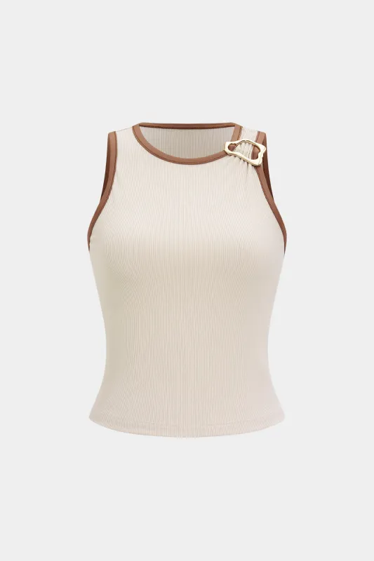 Contrast Metallic Decor Sleeveless Tank Top sold by Micas
