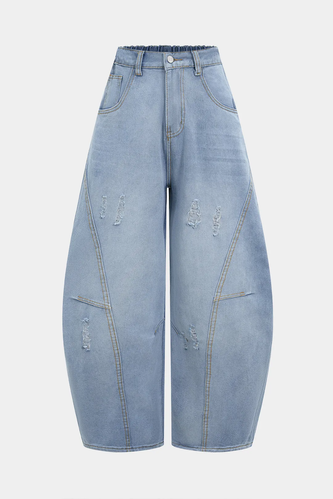 Denim Ripped Barrel Jeans sold by Micas product image thumbnail 5