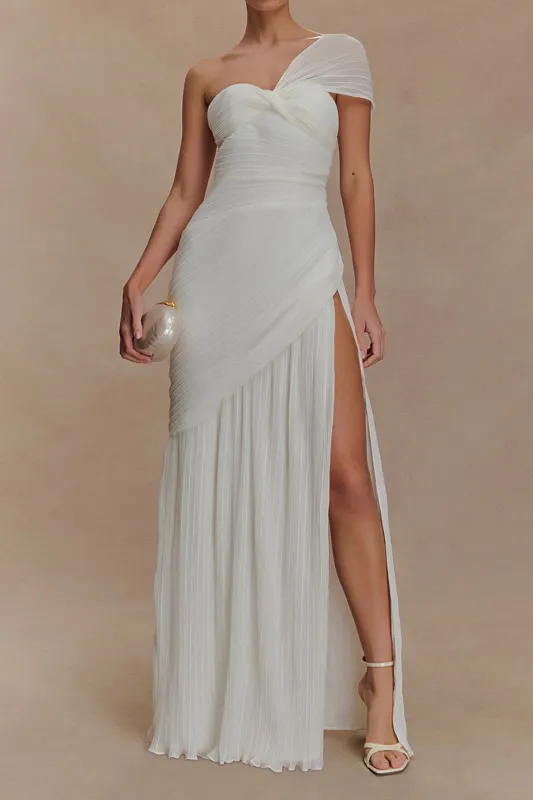 Chiffon Asymmetrical Twist Knot Short Sleeve Midi Dress sold by Micas