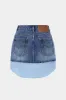Denim Buttons Washed Ripped Patchwork Skirt sold by Micas