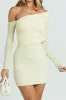 Ruched Off Shoulder Long Sleeve Mini Dress sold by Micas