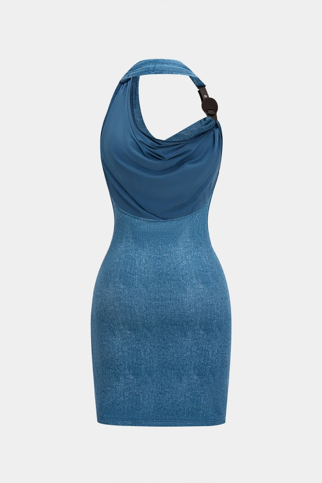 Mesh Halter Neck Asymmetrical Sleeveless Mini Dress sold by Micas product image thumbnail 2