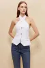 Linen Crossed Button Backless Sleeveless Cami Top sold by Micas