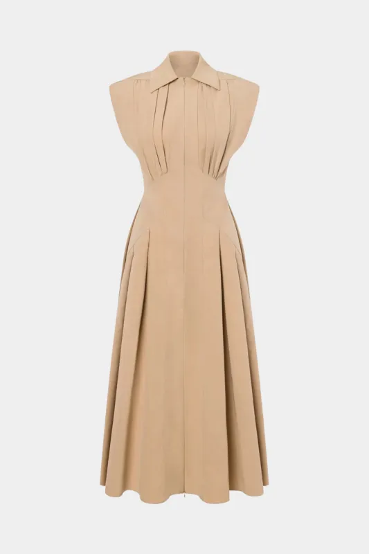 Zipper Ruched Sleeveless Maxi Dress sold by Micas