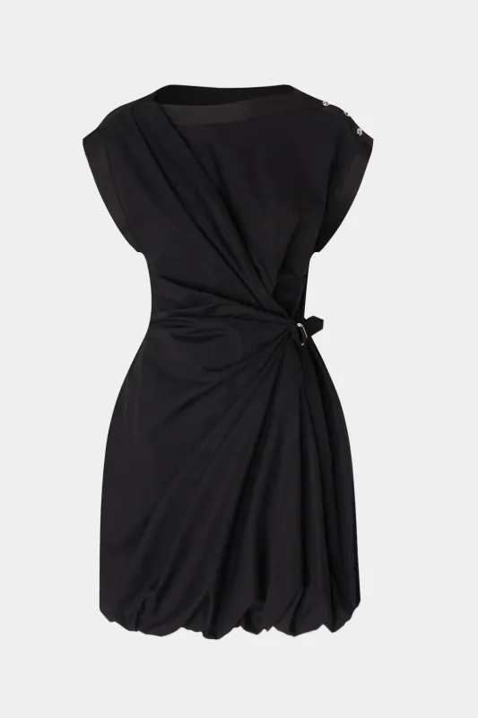 Asymmetrical Pleated Short Sleeve Mini Dress sold by Micas