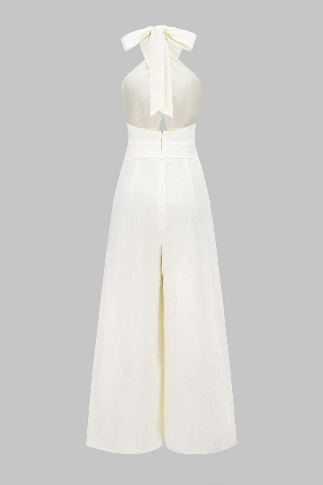 Chiffon Ruched Zipper Backless Tie-Back Wide Leg Pants Jumpsuit sold by Micas product image thumbnail 2