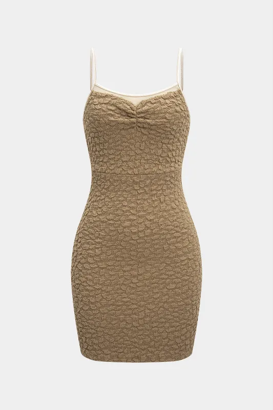 Mesh Patchwork Textured Slip Sleeveless Midi Dress sold by Micas