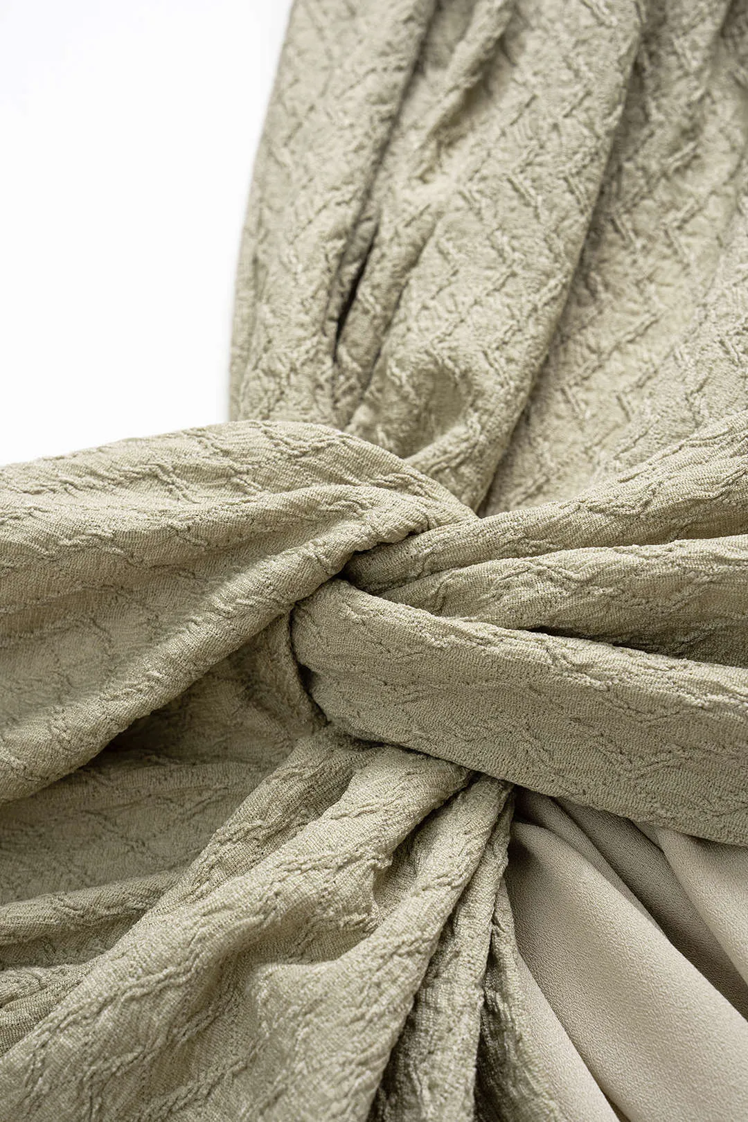 Chiffon Halter Patchwork Twist Knot Ruched Sleeveless Maxi Dress sold by Micas product image thumbnail 3