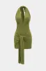 Halter V-Neck Backless Knotted Sleeveless Maxi Dress sold by Micas