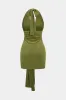 Halter V-Neck Backless Knotted Sleeveless Maxi Dress sold by Micas