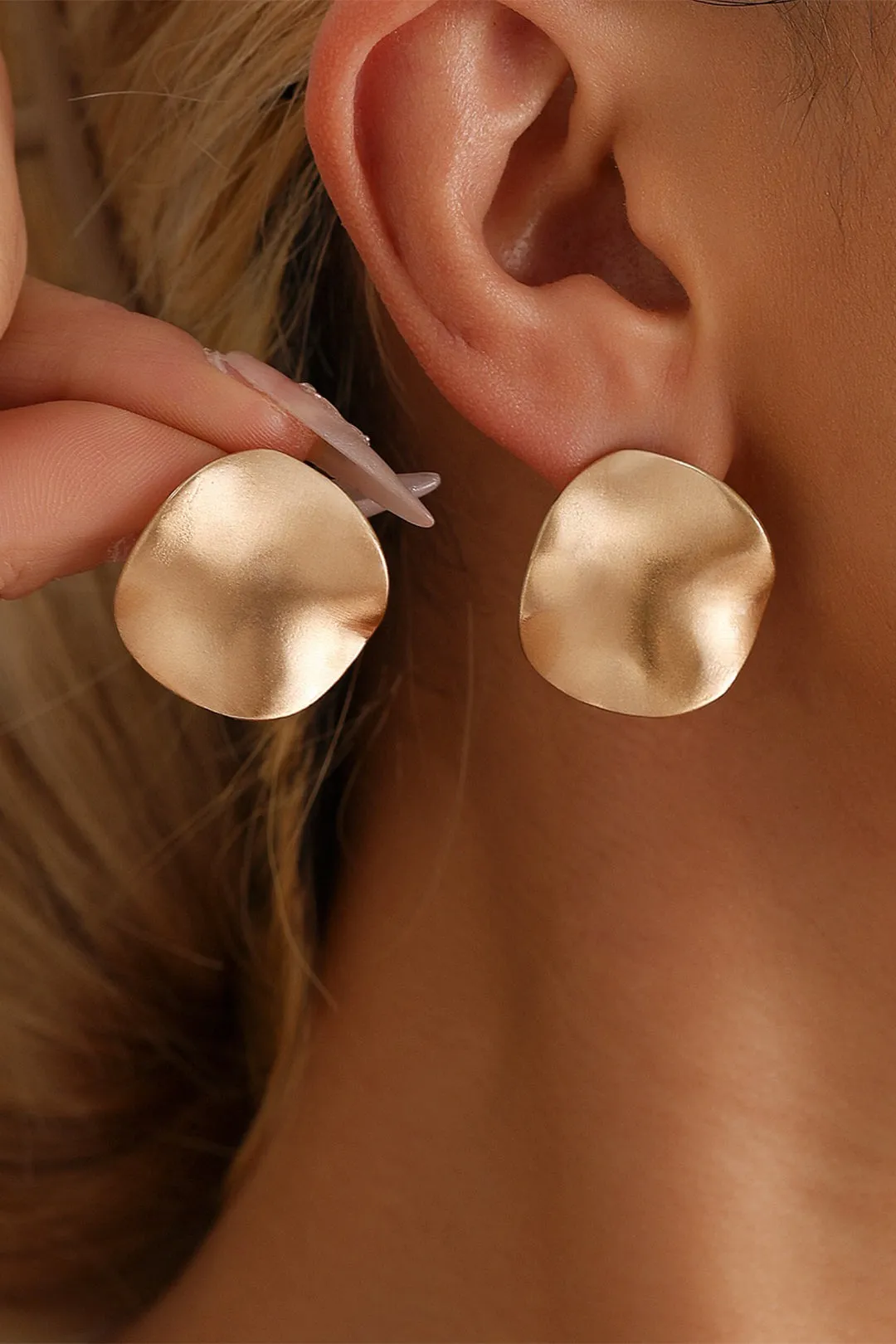 Metal Irregular Wrinkled Earrings sold by Micas