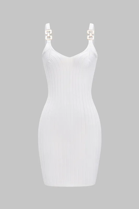 Knit Tank V-Neck Metallic Decor Sleeveless Dress sold by Micas