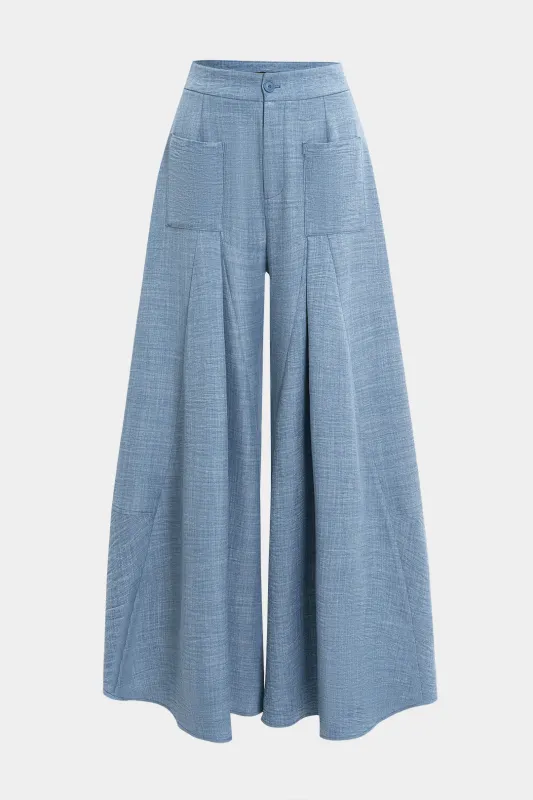 Ruched Zipper Pocket Wide Leg Trousers sold by Micas