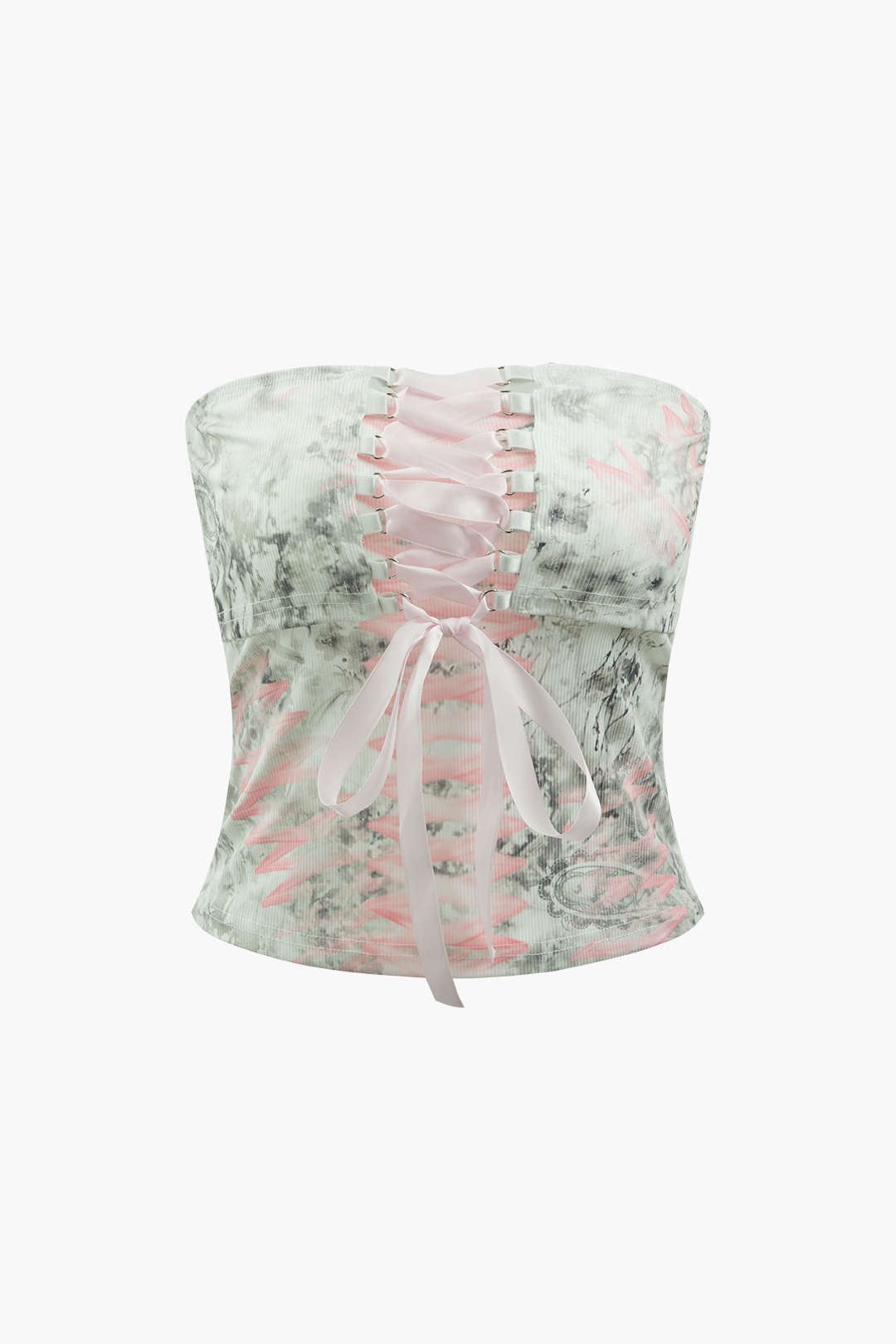 Printed Lace-up Front Tube Top sold by Micas
