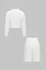 Tie Front Long-Sleeve Shirt And High Waist Shorts Set sold by Micas