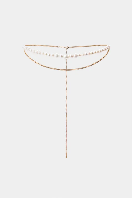 Metal Pearl Tassel Waist Chain sold by Micas