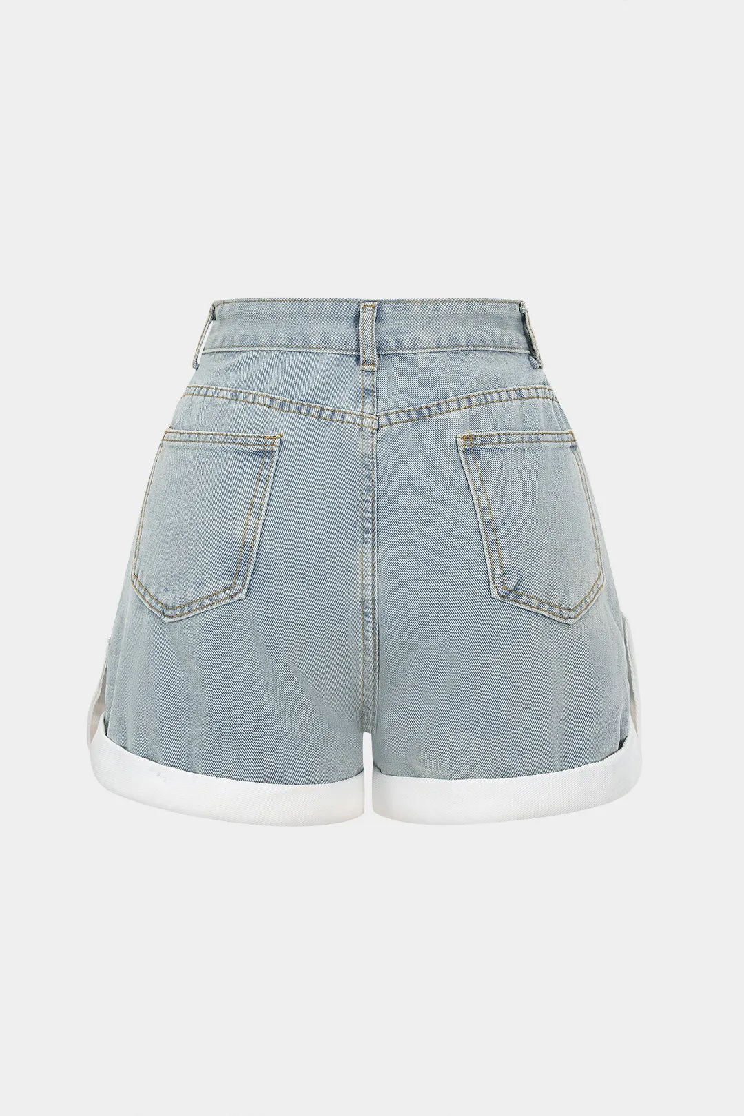 Denim Patchwork Zipper Wide Leg Shorts sold by Micas product image thumbnail 2